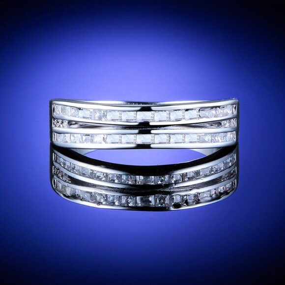 Trendy Tiny Round Gems Zircon Double Layer Fashion Rings for Women, IND… - Picture 3 of 7